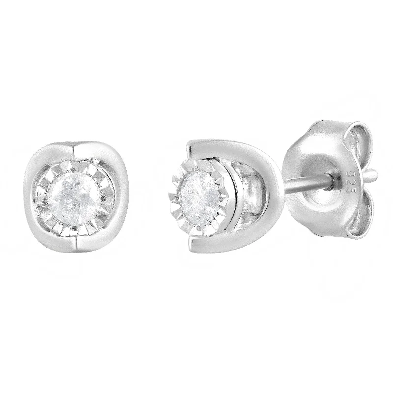 big hoop earrings for women -Halo Stud Earrings with 0.05ct of Diamonds in Sterling Silver