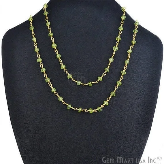 birthstone necklaces for women -Natural Peridot Necklace chain, 18 Inch Gold Plated Beaded Necklace Jewelry