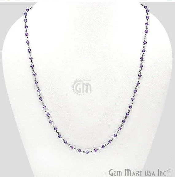 fine jewelry necklaces for women -Round Bead Wire Wrapped Necklace Chain (Pick your Gemstone, Plating)