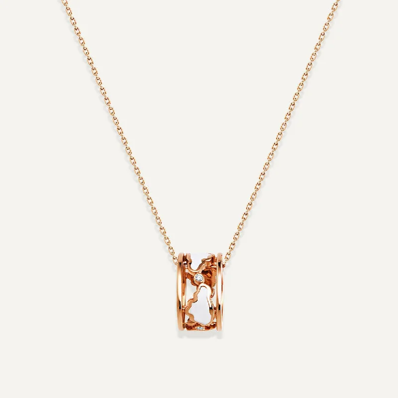 fashion necklaces for women -Allusia Love Enamel Band 18K Rosegold Necklace w. Diamonds