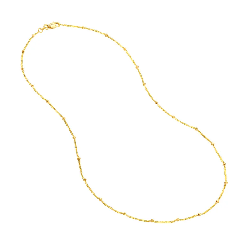 trendy choker necklaces for women -AzureBella Jewelry 14k Yellow Gold Satellite Bead Chain Necklace