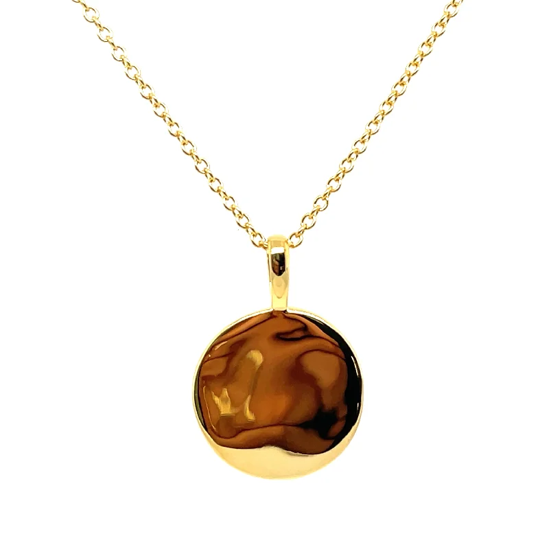 zodiac necklaces for women -Golden Round Polished Disc Necklace