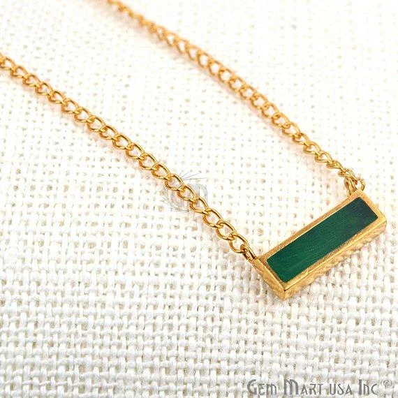 personalized pendant necklaces for women -Gemstone Bar Gold Pendant Necklace (Pick your Gemstone)