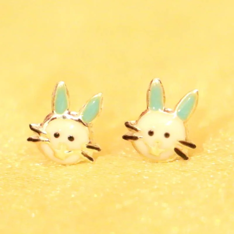 silver hoop earrings for women -92.5 Sterling Silver Bunny Rabbit Baby Earrings