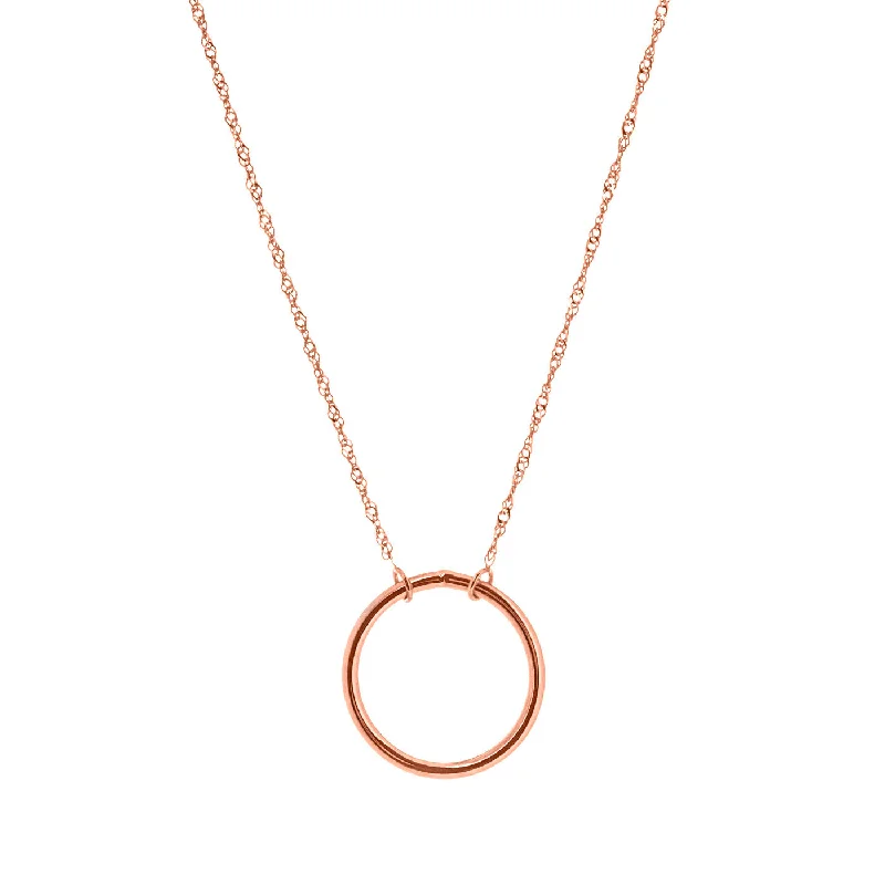 birthstone necklaces for women -14k Rose Gold Open Circle Necklace Adjustable Length - East2West