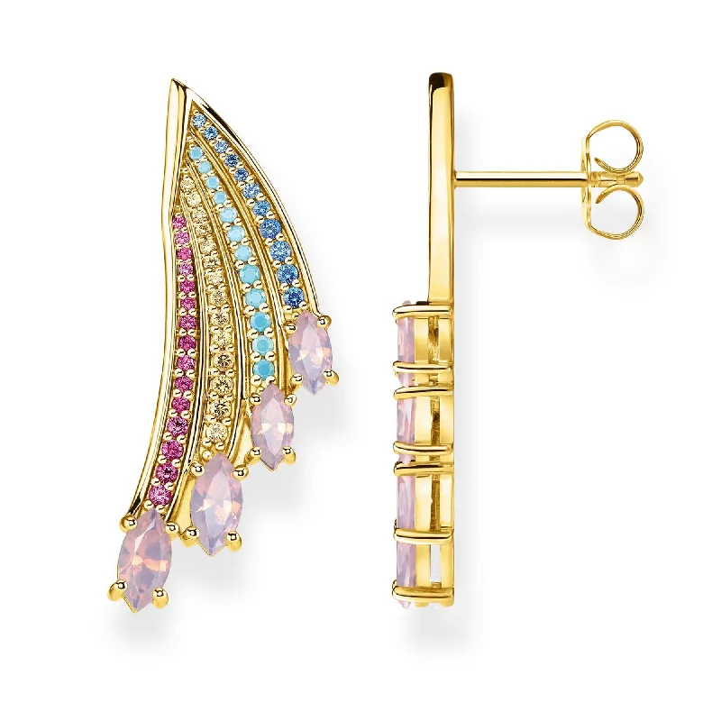 birthday gift earrings for women -Thomas Sabo Earrings Bright Gold-coloured Hummingbird Wing