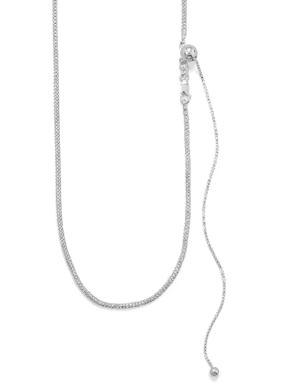 wedding pendant necklaces for women -Hollow Mesh Necklace Sterling Silver Adjustable Length with Slider Bead