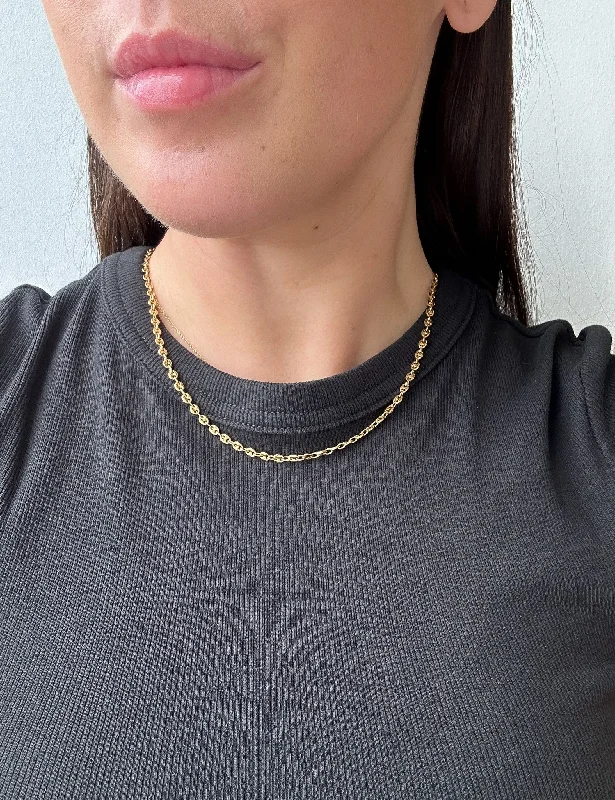 minimalistic silver necklaces for women -Vintage 9ct Yellow Gold Alternating Anchor Link Necklace