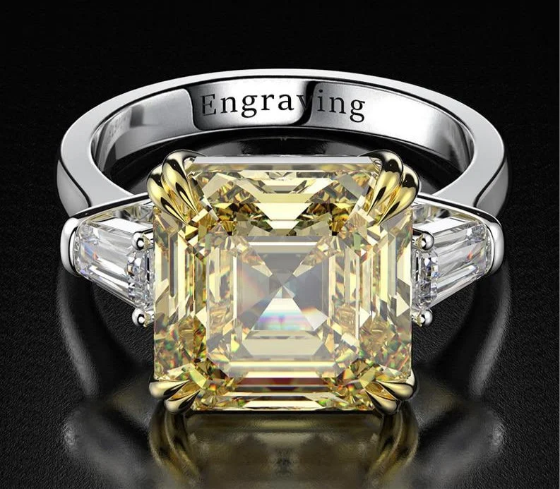 sapphire engagement rings -100% 925 Sterling Silver Created Citrine Gemstone Ring