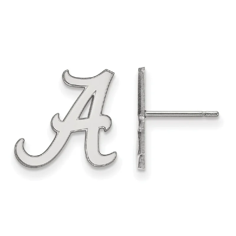 simple stud earrings for women -Sterling Silver University of Alabama Small Initial A Post Earrings