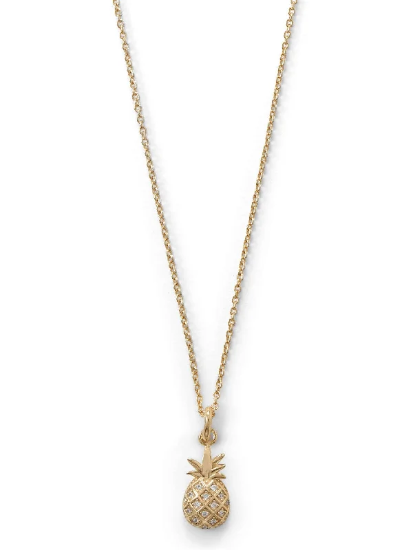 statement necklaces for women -Pineapple Necklace with Cubic Zirconia 14k Gold-plated Sterling Silver