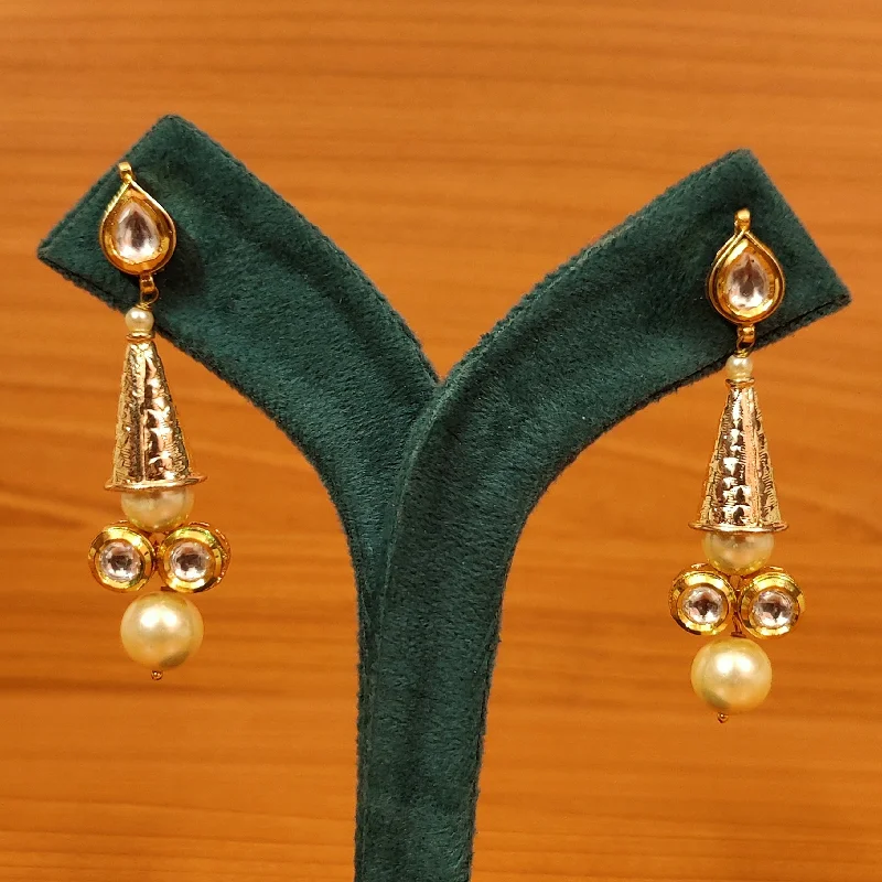 pearl stud earrings for women -PEAR SHAPED KUNDAN & PEARL ETHNIC EARRINGS