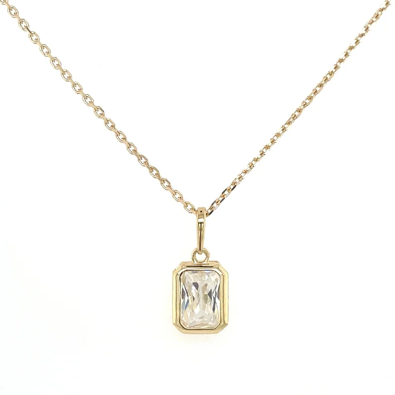 adjustable necklaces for women -9ct Yellow Gold Bezel Set Cz Pendant Necklace