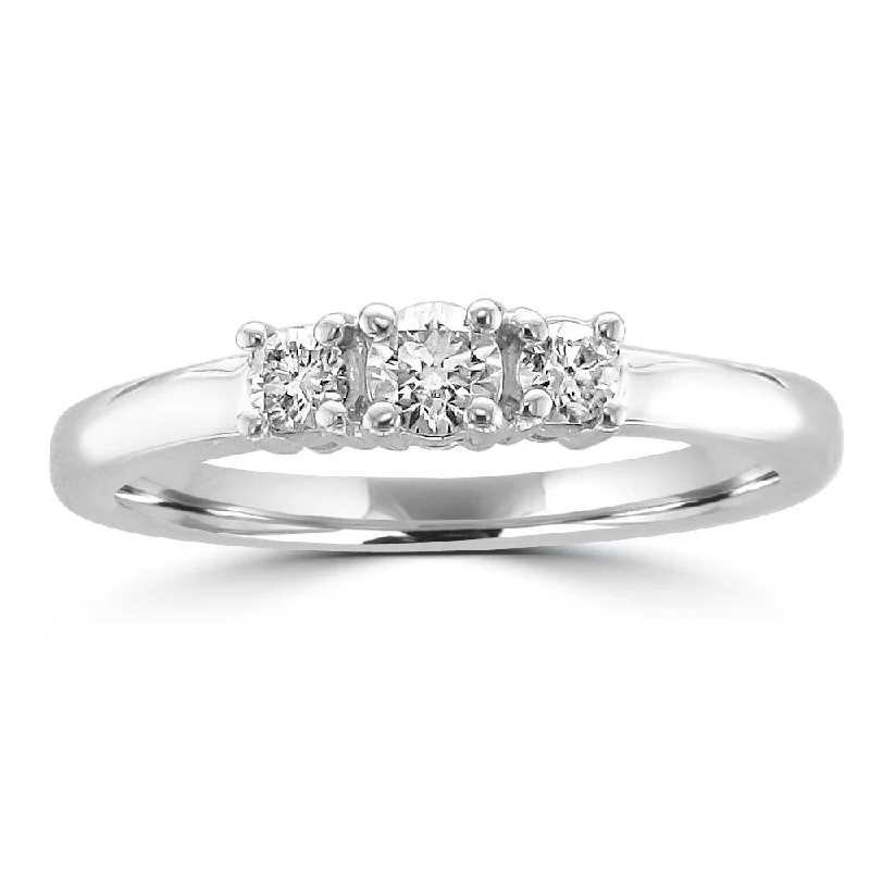 gemstone rings for women -14KT White Gold 1/4 CTW Diamond 3 Stone Ring