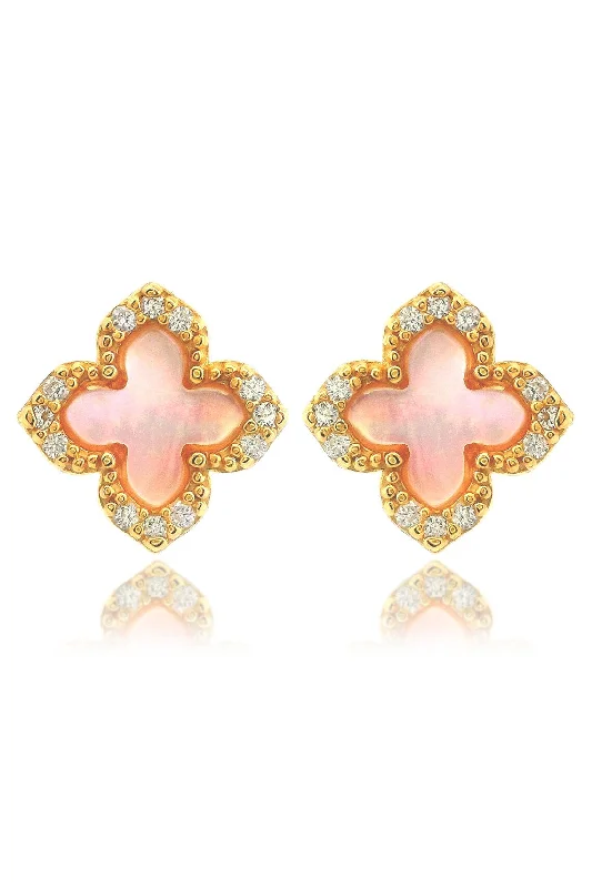 gemstone stud earrings for women -SYDNEY SOIRÉE FAIRWATER MOTHER OF PEARL STUD EARRINGS GOLD