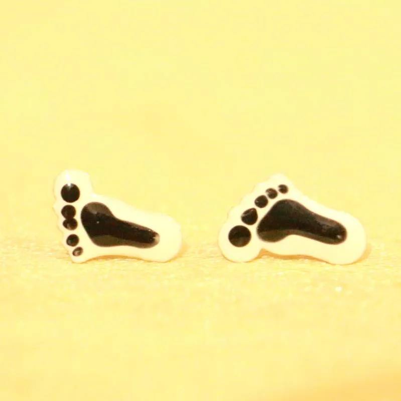 gemstone earrings for women -92.5 Sterling Silver Foot Steps Baby Earrings