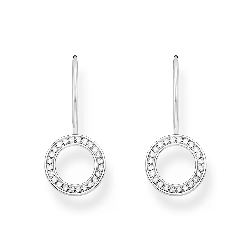 crystal drop earrings for women -THOMAS SABO Earrings circular-shaped with white zirconia - silver