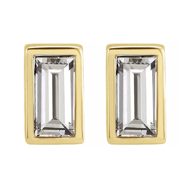 modern earrings for women -14K Yellow Gold Diamond Baguette (SI2-SI3, G-H) Post Earrings