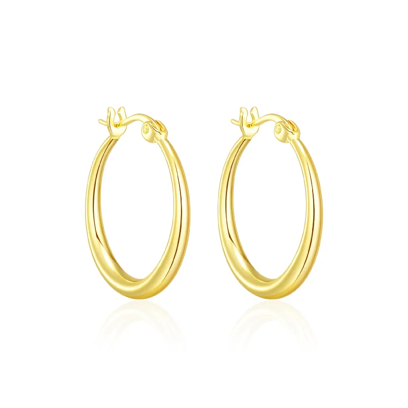 dangling pearl earrings for women -Gold Plated 20mm Hoop Earrings