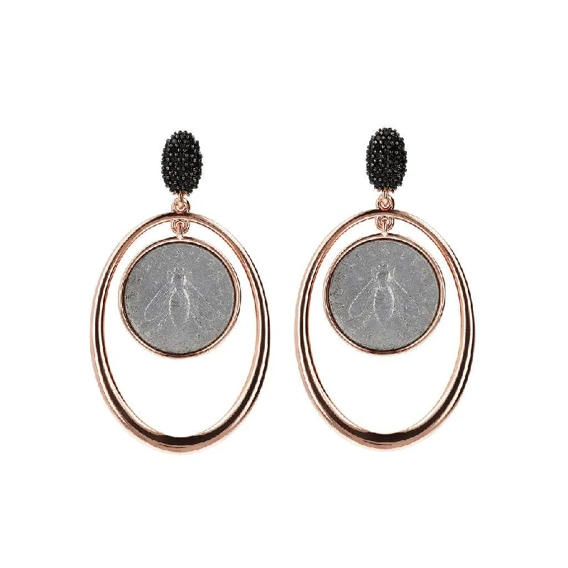 stylish gemstone earrings for women -Bronzallure Lira with Bee Oval Earrings