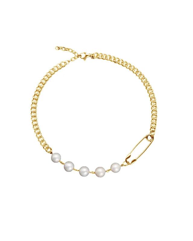 long chain necklaces for women -Rebel Gold Plated Necklace w. Pearl