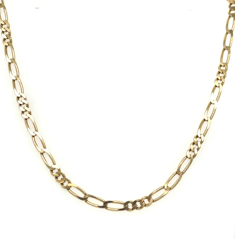 minimalistic silver necklaces for women -Vintage 9ct Yellow Gold Figaro Necklace