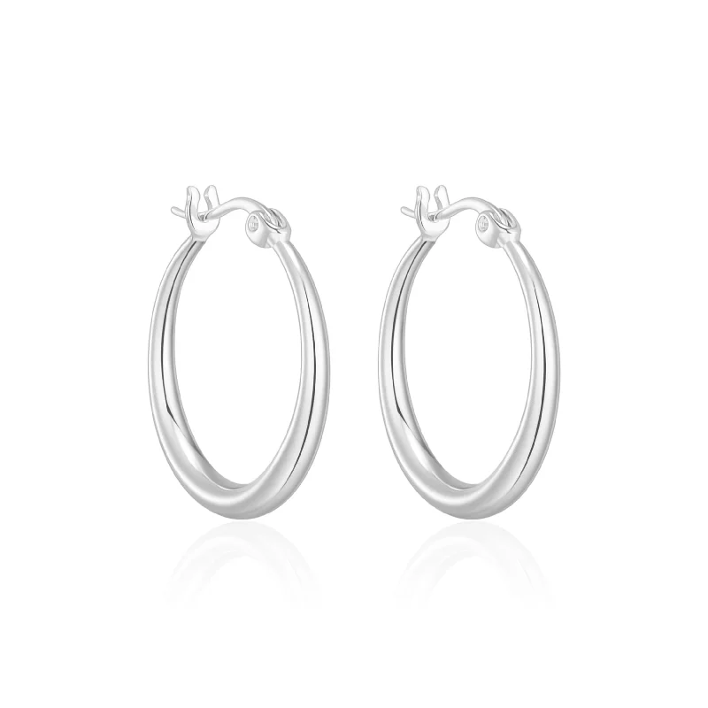 geometric earrings for women -Silver Plated 20mm Hoop Earrings