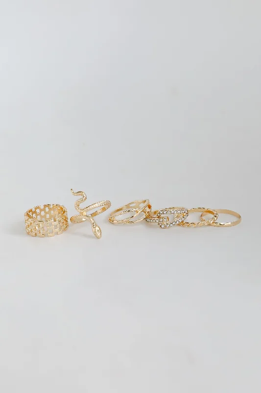 stackable wedding bands -Margot Gold Snake Ring Set