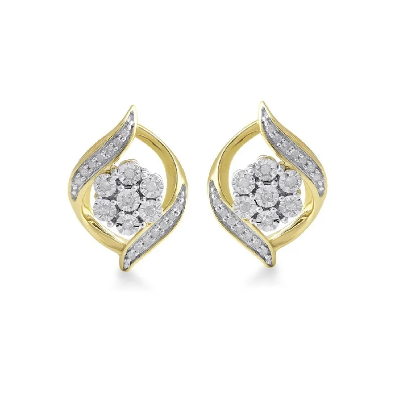 butterfly earrings for women -9ct Yellow Gold Fancy Flame Diamond Earrings