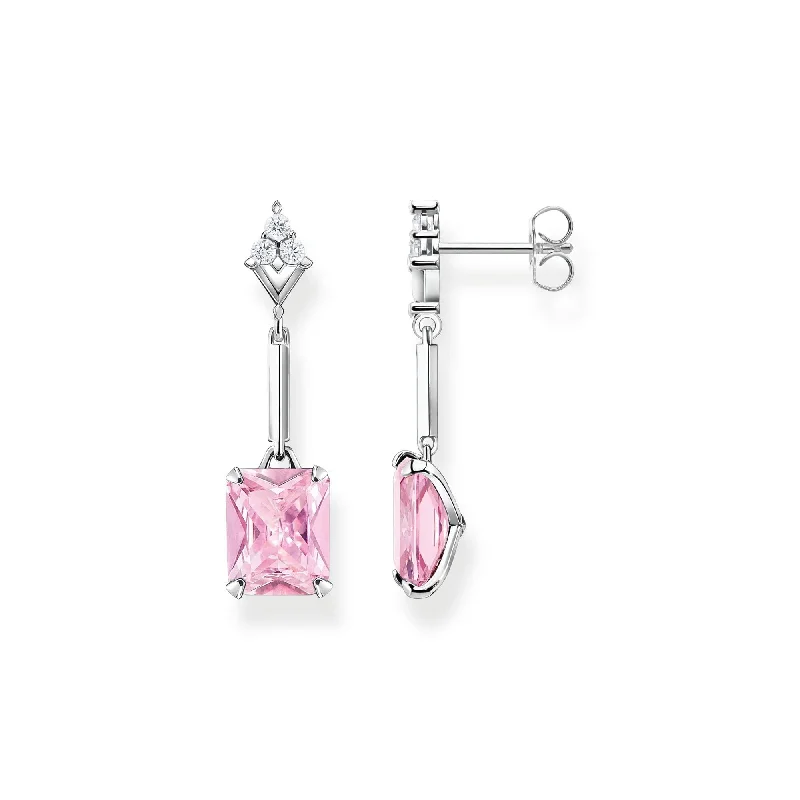 diamond stud earrings for women -THOMAS SABO Heritage Pink Silver Drop Earrings