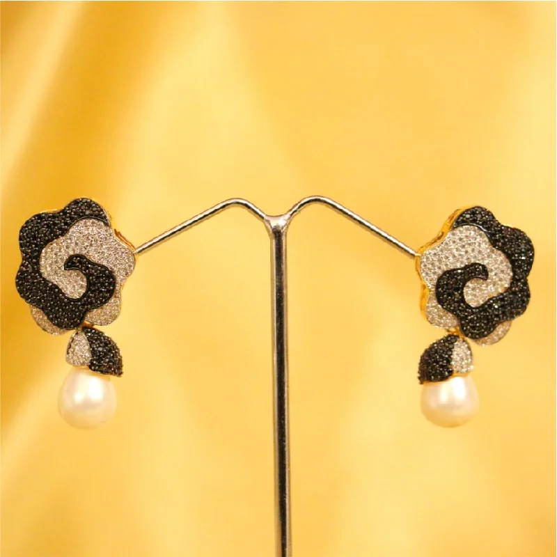 vintage drop earrings for women -Diamond Look Black onyx Earrings