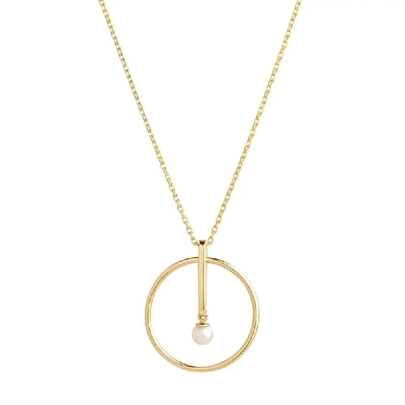 long pendant necklaces for women -Astra Moon 18K Gold Necklace w. Pearl & Diamond