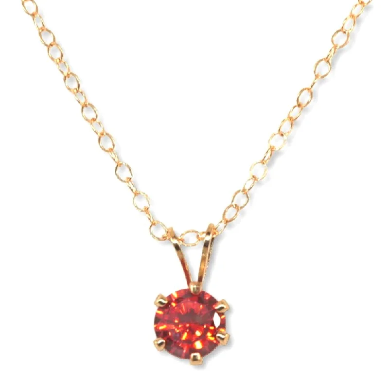 zodiac necklaces for women -Orange Cubic Zirconia Solitaire Necklace 14k Gold-filled 20-inch Length