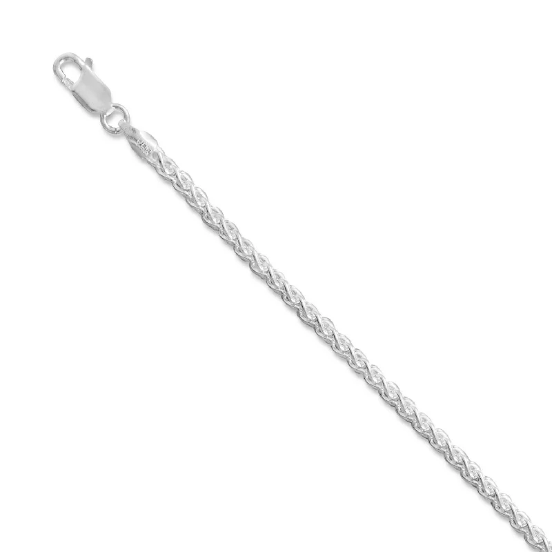 diamond necklaces for women -Spiga French Wheat Chain Necklace 2.5mm Wide Sterling Silver