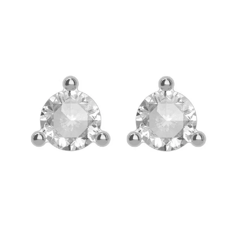 multi-strand earrings for women -Sterling Silver Rose-Cut Diamond (VS2/SI1, G-H) Post Earrings