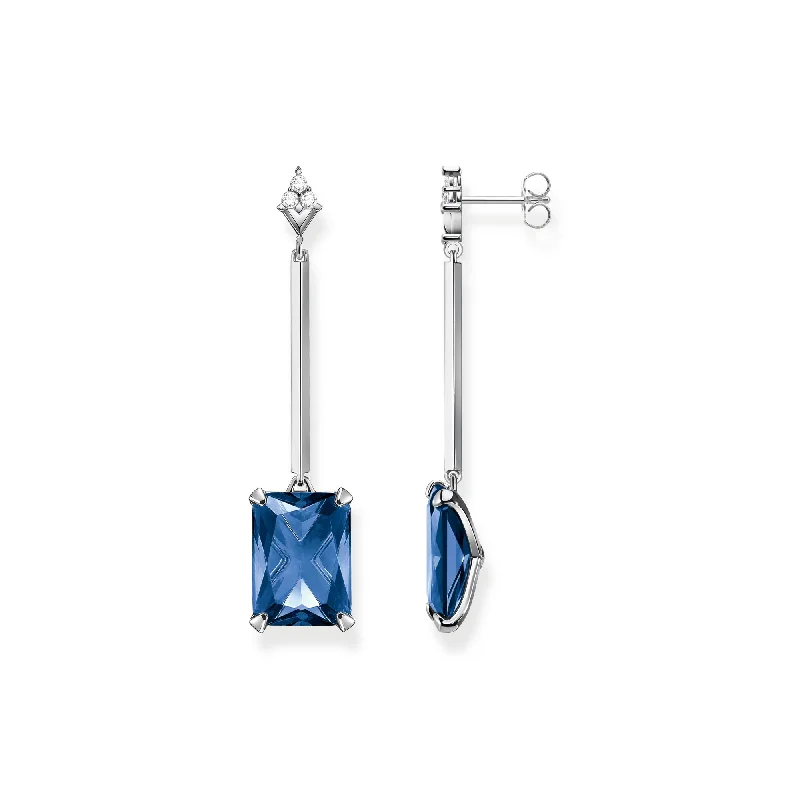 silver hoop earrings for women -Thomas Sabo Earrings blue stone