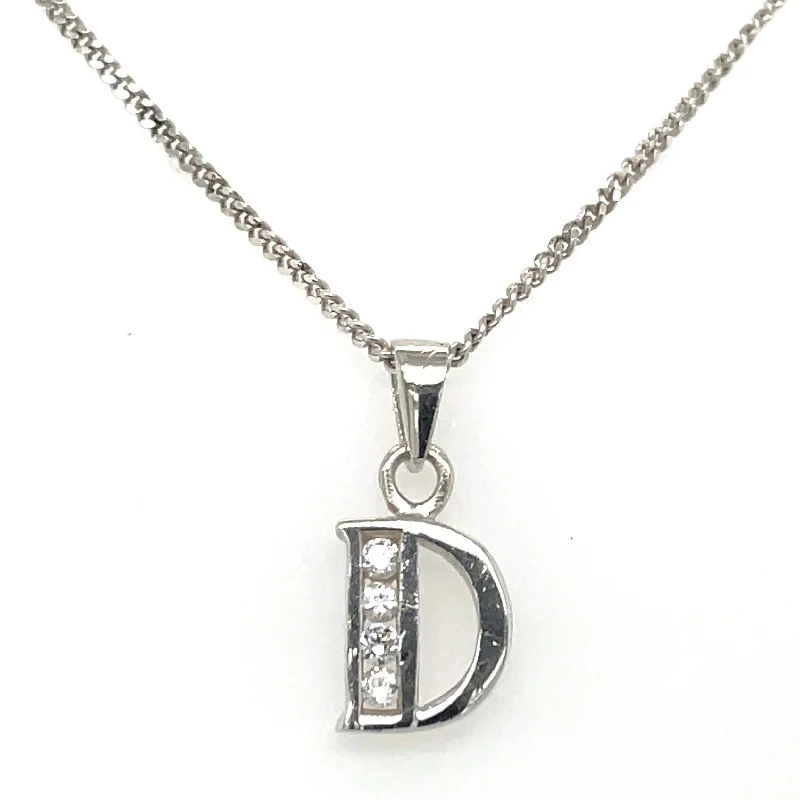 minimalistic gold necklaces for women -Sterling Silver Half Cz Initial Necklace