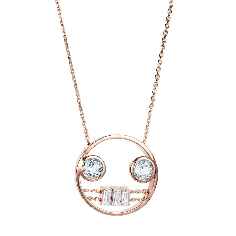 luxurious necklaces for women -PREMIERE Rose Carina 18K Rosegold Necklace w. Aquamarine & Topaz