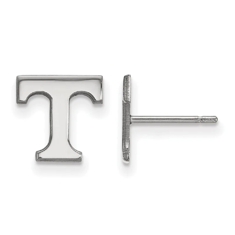 luxury drop earrings for women -14k White Gold University of Tennessee XS (Tiny) 'T' Post Earrings