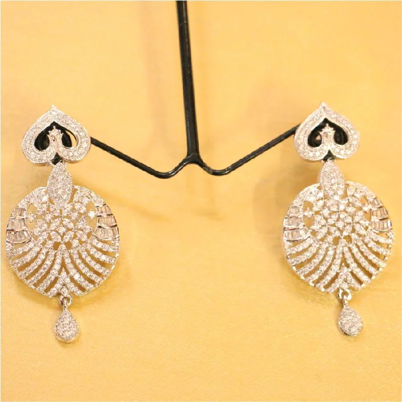 multi-colored earrings for women -Silver Diamond Look Danglers