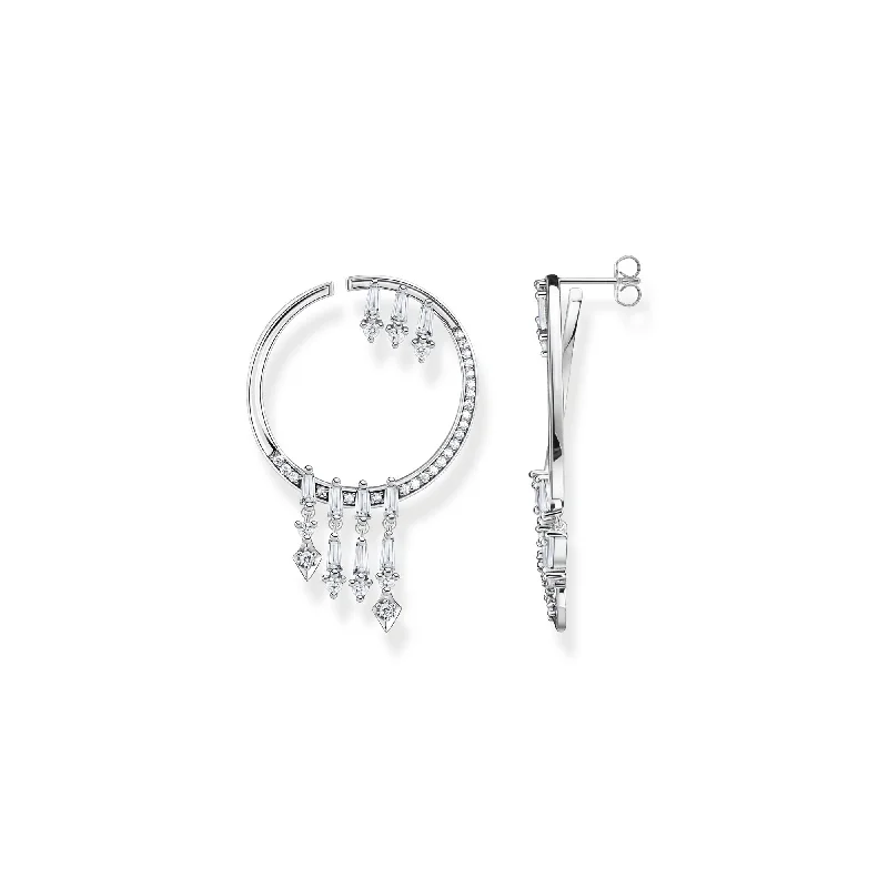 fashion hoop earrings for women -THOMAS SABO Hoop earrings with winter sun rays silver