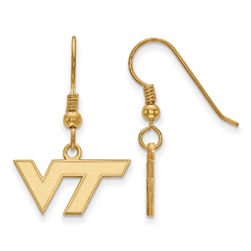 dangling pearl earrings for women -14k Gold Plated Silver Virginia Tech XS (Tiny) Dangle Earrings