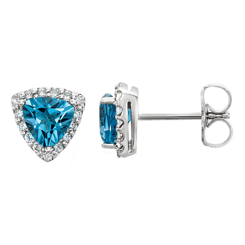 sapphire earrings for women -7mm 14k White Gold Swiss Blue Topaz & .08 CTW (GH,I1) Diamond Earrings