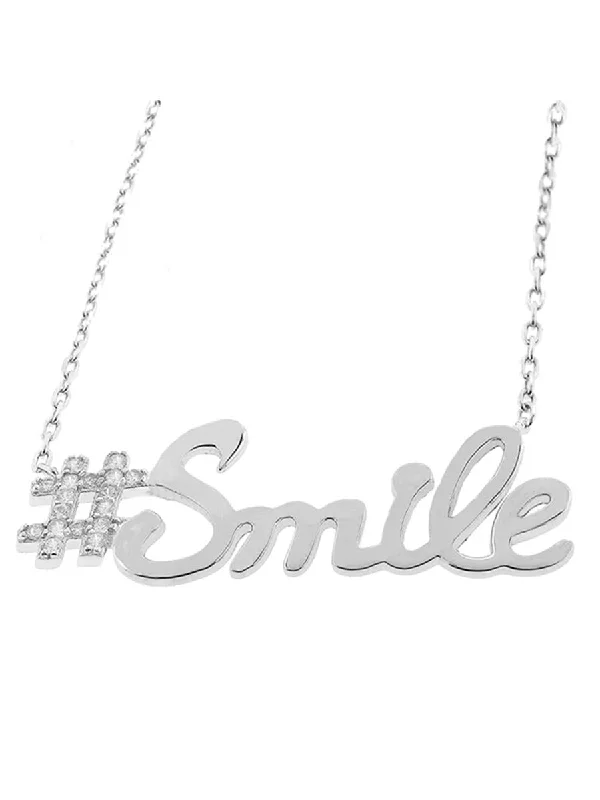 art deco necklaces for women -#Smile Necklace with Cubic Zirconia Sterling Silver