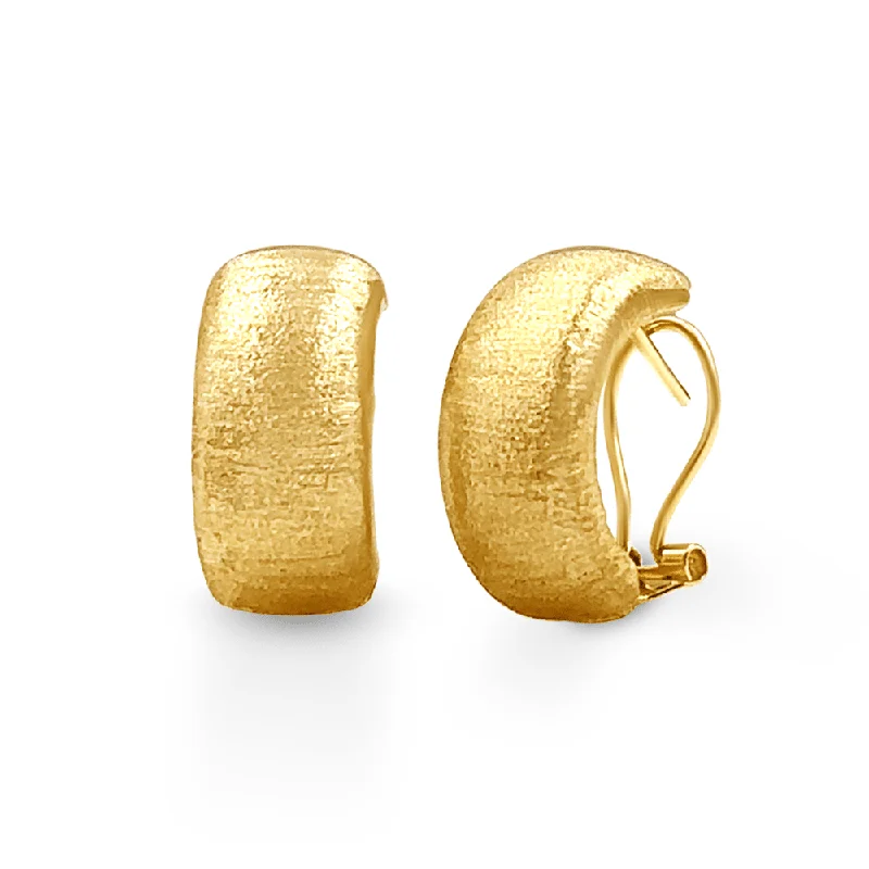 luxury gemstone earrings for women -9ct Yellow Gold Silver Infused Half Curve Hoop Earrings