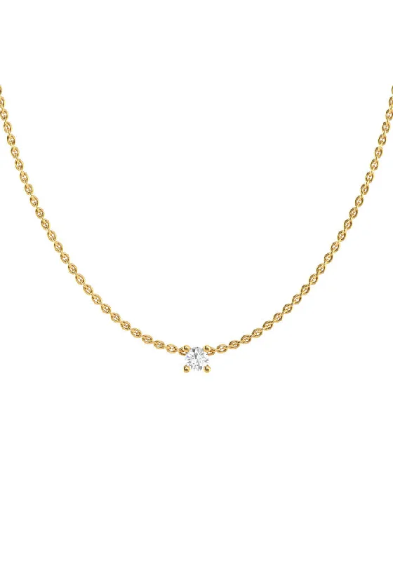 stylish pendant necklaces for women -Solitaire 18K Gold Necklace w. Lab-Grown Diamond