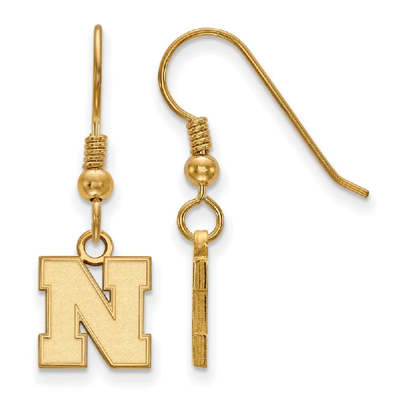 hoop earrings with diamonds -14k Gold Plated Silver University of Nebraska XS Tiny Earrings Dangle