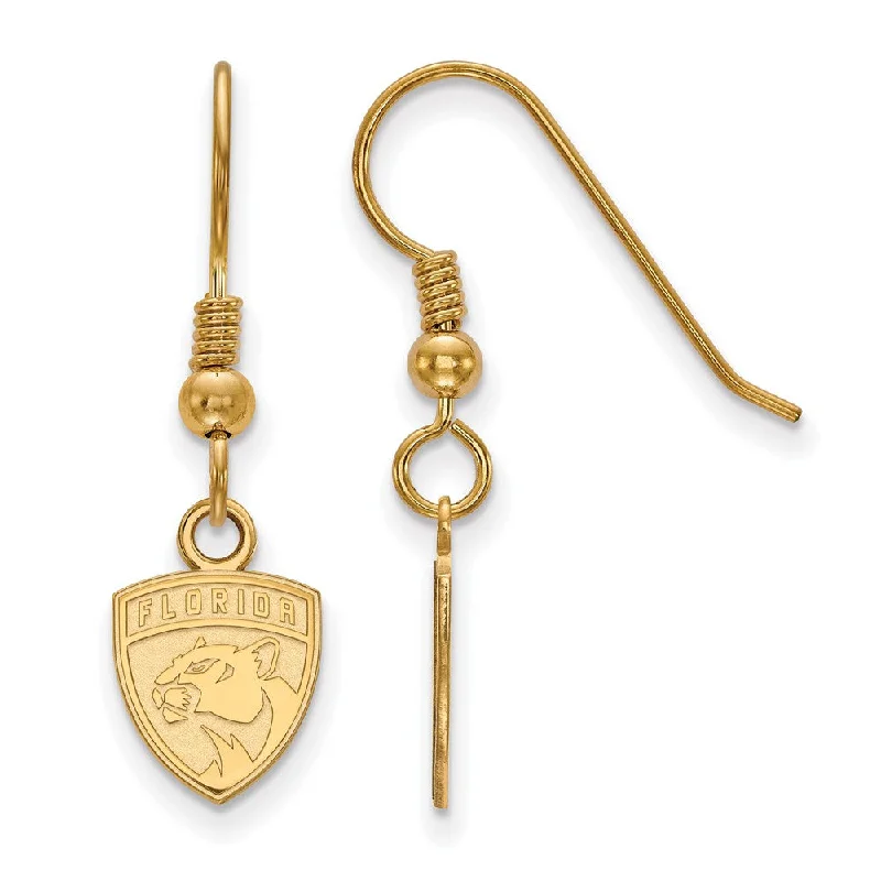 vintage drop earrings for women -SS 14k Yellow Gold Plated NHL Florida Panthers XS Dangle Earrings