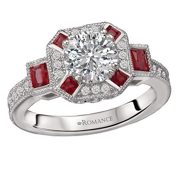 luxury sapphire rings -14KT 0.50 CTW RUBY & 1.25 CTW DIAMOND VINTAGE HALO RING