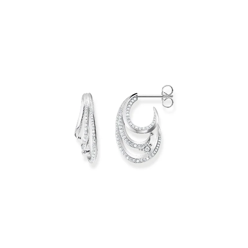 vintage earrings for women -Thomas Sabo Earrings wave with white stones